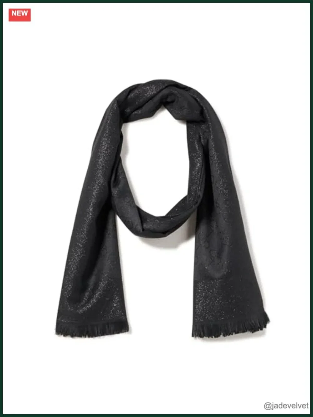 Metallic Logo Scarf With Eyelash Fringe, Lightweight, Polyester Blend